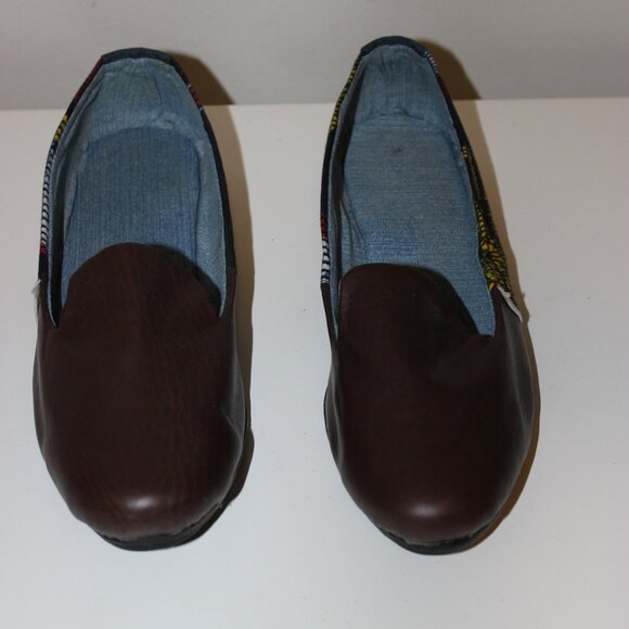 Yema Kenyan African Print Cloth and Leather Slip On Comfort Flats Size 41 - Picture 3 of 7